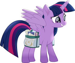 Size: 3570x3019 | Tagged: safe, artist:php178, twilight sparkle, alicorn, pony, g4, my little pony: rainbow roadtrip, .svg available, bag, book, colored pupils, cute, cute face, cute smile, female, flourish, folded wings, grin, happy, high res, horn, inkscape, long horn, looking forward, mare, movie accurate, multicolored hair, multicolored mane, multicolored tail, paper, purple eyes, scroll, simple background, smiling, solo, standing, striped mane, striped tail, svg, tail, teeth, transparent background, trotting, twiabetes, twilight sparkle (alicorn), vector, wings