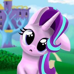Size: 2000x2000 | Tagged: safe, artist:stellardust, derpibooru exclusive, starlight glimmer, pony, unicorn, g4, cute, female, glimmerbetes, head tilt, high res, looking at you, mare, one ear down, open mouth, solo, twilight's castle