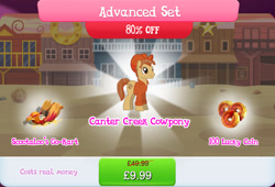 Size: 1267x860 | Tagged: safe, gameloft, lasso looper, earth pony, pony, g4, my little pony: magic princess, advanced set, bundle, clothes, costs real money, cowboy hat, english, hat, kart, male, mobile game, numbers, sale, shirt, solo, stallion, text