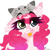 Size: 1280x1280 | Tagged: safe, artist:moodipone, pinkie pie, earth pony, pony, g4, :p, alternate design, chest fluff, colored, cute, diapinkes, ear fluff, eyebrows, flat colors, gradient mane, hat, heterochromia, simple background, solo, tongue out, white background