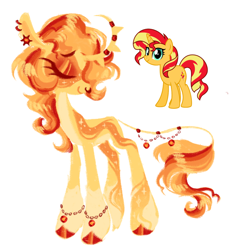 Size: 1280x1365 | Tagged: safe, artist:webkinzworldz, sunset shimmer, pony, unicorn, g4, alternate design, body markings, bracelet, coat markings, colored hooves, curved horn, ear piercing, earring, eyes closed, eyeshadow, facial markings, hoof polish, horn, horn jewelry, jewelry, leonine tail, makeup, nose piercing, nose ring, pale belly, piercing, redesign, simple background, smiling, socks (coat markings), solo, spiked horn, standing, tail, tail jewelry, white background, wristband