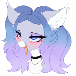 Size: 3000x3000 | Tagged: safe, artist:pesty_skillengton, oc, oc only, bat pony, pony, ahegao, blushing, collar, ear fluff, female, high res, open mouth, simple background, sketch, solo, tongue out, transparent background