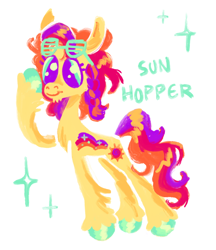 Size: 1280x1481 | Tagged: safe, artist:peaceandlove26, earth pony, pony, g4, fusion, fusion:sunny daze (g3), fusion:sunny starscout, glasses, simple background, solo, white background