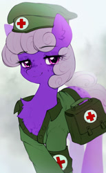 Size: 1280x2079 | Tagged: safe, artist:astralblues, oc, oc:natrix capefiv, earth pony, pony, beret, clothes, female, hat, mare, military uniform, solo, uniform