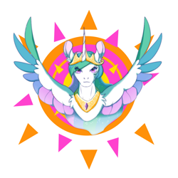 Size: 1000x1000 | Tagged: safe, artist:重度福瑞控患者, princess celestia, alicorn, pony, g4, female, mare, simple background, solo, white background