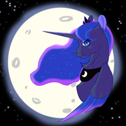 Size: 1500x1500 | Tagged: safe, artist:重度福瑞控患者, princess luna, alicorn, pony, g4, female, mare, moon, night, solo