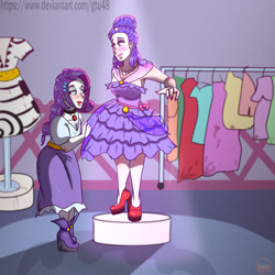 Size: 1920x1920 | Tagged: safe, artist:gtu48, rarity, human, equestria girls, g4, ballora, crossover, duo, female, five nights at freddy's, five nights at freddy's: sister location, indoors