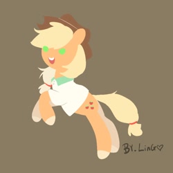 Size: 1000x1000 | Tagged: safe, artist:ling_ovo0127, applejack, earth pony, pony, g4, brown background, female, simple background, solo