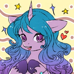 Size: 1000x1000 | Tagged: safe, artist:ling_ovo0127, izzy moonbow, pony, unicorn, g5, female, open mouth, solo