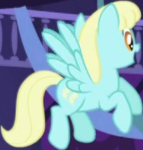 Size: 204x214 | Tagged: safe, screencap, sassaflash, pegasus, pony, friendship is magic, g4, background character, background pony, cropped, female, flying, mare, solo, spread wings, wings