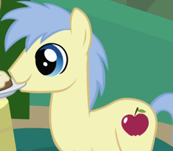 Size: 757x661 | Tagged: safe, screencap, red delicious, earth pony, pony, friendship is magic, g4, animation error, apple family member, background character, background pony, cropped, male, missing nostrils, solo, stallion