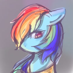 Size: 800x800 | Tagged: safe, artist:ling_ovo0127, rainbow dash, pegasus, pony, g4, bust, female, gray background, simple background, solo