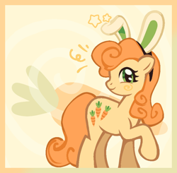 Size: 690x675 | Tagged: source needed, safe, artist:queenrosedust, carrot top, golden harvest, earth pony, pony, g4, bunny ears, solo