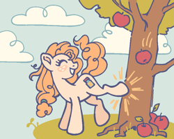 Size: 729x585 | Tagged: safe, artist:queenrosedust, pear butter, earth pony, pony, g4, bucking, solo