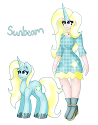 Size: 4922x6290 | Tagged: safe, artist:dazzlingmimi, sunbeam, human, g1, g4, busty sunbeam, g1 to g4, generation leap, horn, horned humanization, humanized, self paradox, self ponidox, simple background, solo, transparent background