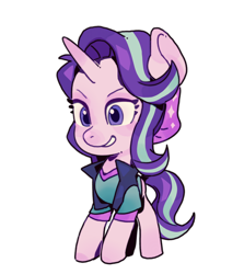 Size: 1528x1713 | Tagged: safe, artist:yanming98294, starlight glimmer, pony, unicorn, g4, clothes, equestria girls outfit, female, mare, simple background, solo, white background