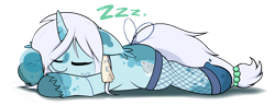 Size: 3000x1158 | Tagged: safe, artist:aaathebap, oc, oc only, oc:feeble fate, ghost, ghost pony, undead, female, fishnet stockings, mare, simple background, sleeping, snuggling, solo, transparent background