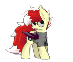 Size: 2221x1891 | Tagged: safe, artist:aaathebap, oc, oc only, oc:aaaaaaaaaaa, bat pony, pony, bat pony oc, clothes, glasses, looking offscreen, male, shirt, simple background, solo, t-shirt, white background