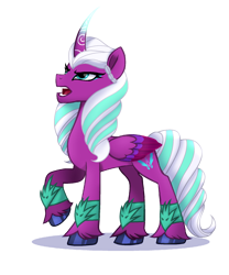 Size: 1500x1800 | Tagged: safe, artist:diniarvegafinahar, opaline arcana, alicorn, pony, g4, g5, spoiler:g5, colored wings, concave belly, curved horn, female, folded wings, frown, g5 to g4, generation leap, horn, looking up, mare, movie accurate, multicolored wings, open mouth, raised hoof, simple background, solo, teeth, transparent background, unshorn fetlocks, wings