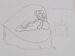 Size: 4096x3072 | Tagged: safe, artist:dawkinsdalmatian, phyllis cloverleaf, sprout cloverleaf, earth pony, pony, g5, dawkinsdalmatian, female, heart shaped bed, implied incest, incest, lying down, male, mother and son, on side, ship:phyllisprout, shipping, straight, traditional art