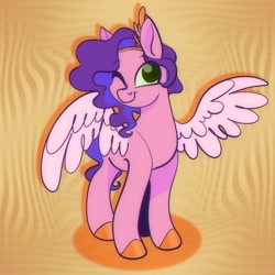 Size: 2530x2535 | Tagged: safe, artist:woollily, pipp petals, pegasus, pony, g5, female, high res, mare, one eye closed, solo