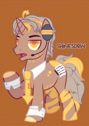 Size: 1240x1754 | Tagged: safe, artist:shinesdrw, oc, oc only, pony, unicorn, horn, male, open mouth, orange eyes, solo, stallion