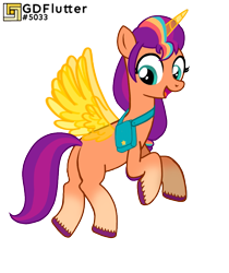 Size: 737x878 | Tagged: safe, artist:thread8, sunny starscout, alicorn, pony, g5, flying, mane stripe sunny, missing cutie mark, race swap, simple background, sunnycorn, transparent background, watermark