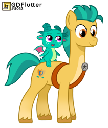 Size: 712x844 | Tagged: safe, artist:thread8, hitch trailblazer, sparky sparkeroni, dragon, earth pony, pony, g5, male, simple background, stallion, transparent background, watermark