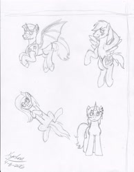 Size: 2552x3292 | Tagged: safe, artist:xyclone, oc, oc only, oc:drago, pegasus, pony, unicorn, belly button, blushing, ear piercing, high res, piercing, signature, sketch, traditional art