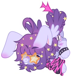 Size: 980x1052 | Tagged: safe, artist:moonydropps, oc, oc only, pegasus, pony, bunny ears, eyes closed, glasses, solo, spread wings, stars, wings