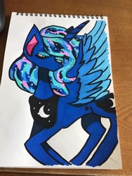 Size: 1536x2048 | Tagged: safe, artist:natoriumu0818, princess luna, alicorn, pony, g4, female, mare, photo, solo, traditional art