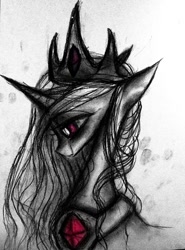 Size: 540x730 | Tagged: safe, artist:luted, princess celestia, alicorn, pony, g4, bust, charcoal (medium), crown, jewelry, neo noir, partial color, regalia, solo, traditional art, watercolor painting