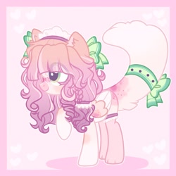 Size: 2048x2048 | Tagged: safe, artist:moonydropps, oc, oc only, pegasus, pony, bow, ears, ears up, female, green eyes, hair bow, hat, high res, mare, pigtails, smiling, solo, wings