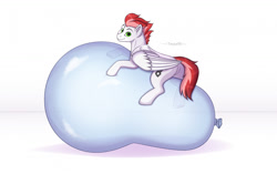 Size: 1280x806 | Tagged: safe, artist:teysard, oc, oc:swift apex, pegasus, pony, balloon, balloon riding, photo, simple background, solo, that pony sure does love balloons, white background
