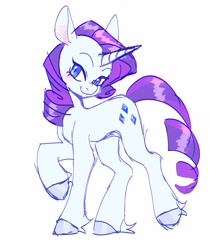 Size: 2300x2600 | Tagged: safe, artist:exxi00, rarity, pony, unicorn, g4, blushing, female, high res, looking at you, mare, raised hoof, simple background, smiling, solo, white background