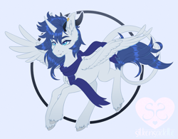 Size: 1605x1251 | Tagged: safe, artist:silkensaddle, oc, oc:prince nova, alicorn, classical unicorn, pony, unicorn, alicorn oc, blanket, cloven hooves, horn, horns, leonine tail, unshorn fetlocks, wings