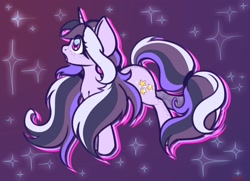 Size: 1800x1300 | Tagged: safe, artist:koapony, oc, oc:star cluster, pony, unicorn, eye clipping through hair, freckles, open mouth, solo, sparkles