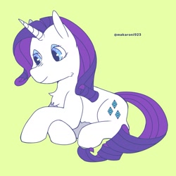 Size: 1655x1655 | Tagged: safe, artist:makaroni923, rarity, pony, unicorn, g4, female, green background, mare, simple background, solo