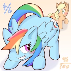 Size: 2067x2067 | Tagged: safe, artist:bluehiyokobunny, applejack, rainbow dash, earth pony, pegasus, pony, g4, female, high res, mare