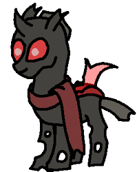 Size: 261x328 | Tagged: safe, oc, oc only, oc:therix, changeling, clothes, red changeling, red eyes, scarf, simple background, solo, transparent background