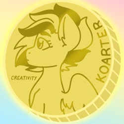 Size: 921x921 | Tagged: safe, artist:koapony, oc, oc only, oc:koa, pegasus, pony, bits, coin, gold, gold coins, profile, solo, spread wings, wings