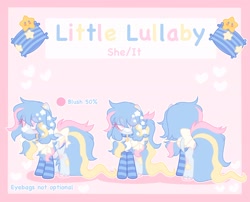 Size: 2048x1651 | Tagged: safe, artist:moonydropps, oc, oc only, oc:little lullaby, pegasus, pony, bow, clothes, female, hair, hair bow, mane, mare, pink eyes, smiling, socks, solo, stars, tail, wings