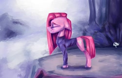 Size: 1200x775 | Tagged: safe, artist:mannybcadavera, pinkie pie, earth pony, pony, g4, clothes, eyes closed, female, long sleeved shirt, long sleeves, mare, pinkamena diane pie, shirt, solo