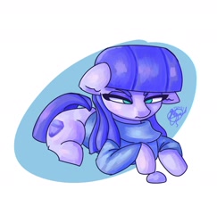 Size: 1850x1900 | Tagged: safe, artist:mannybcadavera, boulder (g4), maud pie, earth pony, pony, g4, female, floppy ears, lidded eyes, lying down, mare, prone, rock