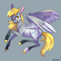 Size: 1850x1850 | Tagged: safe, artist:silenceartist, artist:triscuit-cafe, derpy hooves, pegasus, pony, g4, female, gray background, mare, simple background, smiling, solo