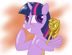 Size: 1000x769 | Tagged: safe, artist:ccortxx, twilight sparkle, alicorn, pony, g4, happy, laughing, proud, scepter, smiling, solo, twilight scepter, twilight sparkle (alicorn)