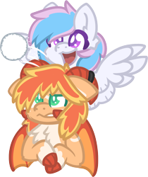 Size: 1178x1402 | Tagged: safe, artist:michini, oc, oc only, oc:evanti, oc:starburn, pegasus, pony, slingshot, snow, snowball, varying degrees of want