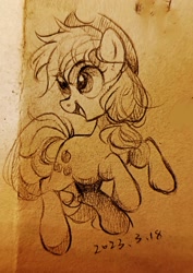 Size: 1681x2379 | Tagged: safe, artist:starfallmoonlight, applejack, earth pony, pony, g4, female, mare, running, sketch, solo