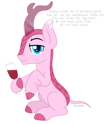 Size: 2691x3155 | Tagged: safe, artist:rioshi, artist:starshade, oc, oc only, alicorn, kirin, pony, g4, alcohol, alicorn oc, base, eyelashes, high res, horn, male, scrunchy face, simple background, smiling, solo, stallion, starry eyes, transparent background, wine, wingding eyes, wings