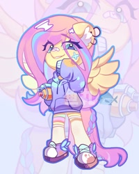 Size: 1056x1322 | Tagged: safe, artist:ywn10804439, fluttershy, pegasus, anthro, unguligrade anthro, g4, female, solo, spray paint, zoom layer